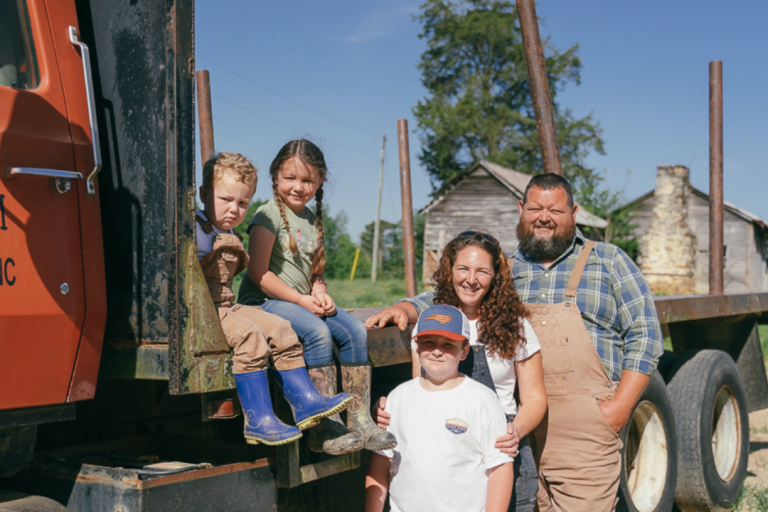 Callicutt Family posing on farm